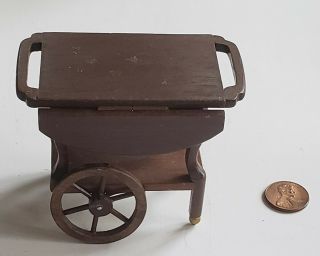 Vintage Miniature Dollhouse Wood Dining Food Bar Cart Furniture By Block House