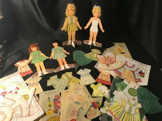 4 Curly - Top Vintage Paper Doll W/ Real Hair By De Journette,  Clothes/accessories