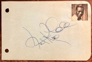 Nat King Cole Autographed Hand Signed 1950s Album Page Jazz Pianist Singer
