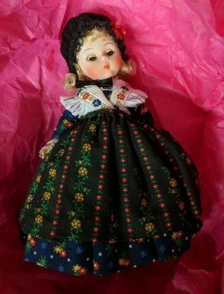 Vintage Madame Alexander 8 " Germany Doll W/box & Tag Hat Dress Usa Charity