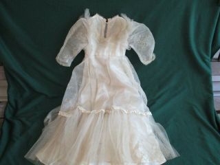 Vintage Ivory Colored Lace & Satin Hooped - Skirt Wedding Gown For 24 " Inch Doll
