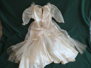 Vintage Ivory Colored Lace & Satin Hooped - Skirt Wedding Gown for 24 