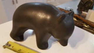 7 " Vtg Pigeon Forge Tennessee Pottery Walking Black Bear Figurine Matte Black