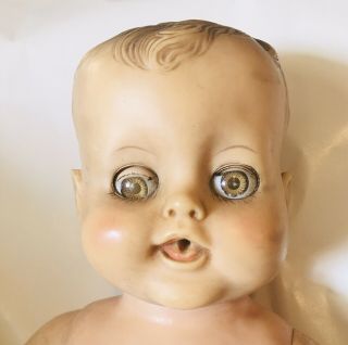 Vintage Creepy 18” Vinyl Baby Doll Tlc (needs Bath) (no Markings) Hole On Back?