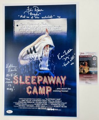 Sleepaway Camp Cast Signed Poster Felissa Rose Karen Fields Katherine Kamhi Jsa