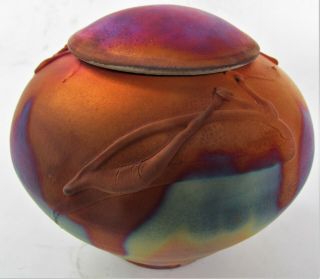 Kerry Gonzalez Copper Raku Small Pet Cremation Urn Jar Studio Art Pottery