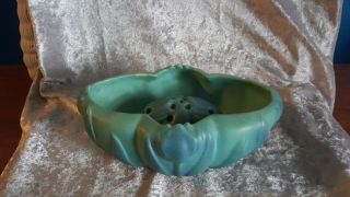 Van Briggle Art Pottery Tulip Planter Bowl W/flower Frog Ming Blue