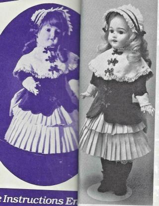 24 " - 25 " Antique French German Queen Louise Doll Jacket Dress Undies Hat Pattern