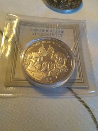 American " Civil War " Gettysburg/ $5 Liberia Coin - With Case
