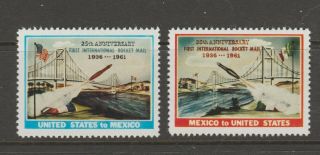 Usa Mexico Rocket Post Cinderella Fiscal Revenue Stamp 7 - 28 - No Gum Mnh