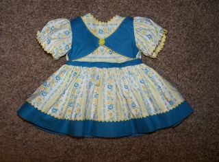 For Denise Only.  Vintage Ideal Blue & Yellow Floral Dress W/blue