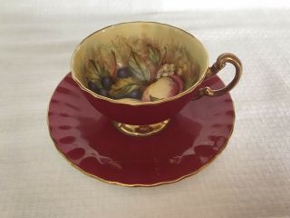 Vintage Aynsley Red Gold Orchard Fruit Cup & Saucer