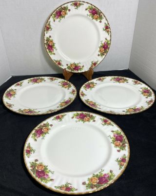4 Vintage Royal Albert Old Country Roses Fine Bone China Dinner Plates 10 - 1/4”