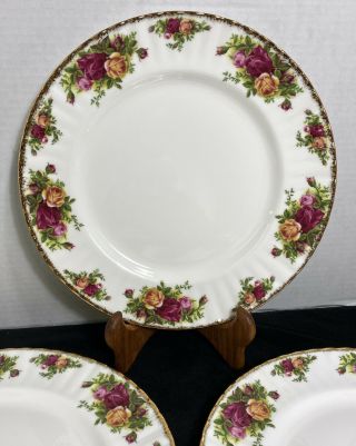 4 Vintage Royal Albert Old Country Roses Fine Bone China Dinner Plates 10 - 1/4” 3