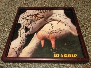 Aerosmith Full Band Hand Signed Get A Grip 12x12” Poster Signed To Steve Goldste