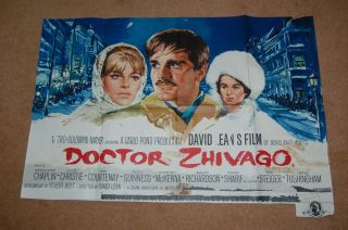 Omar Sharif As Doctor Zhivago (1965) - Very Rare Orig.  Uk Quad Poster