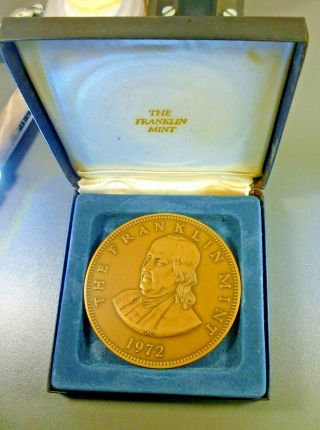 1972 Franklin Calendar Large Bronze Medal By Gilroy Roberts W/ Case