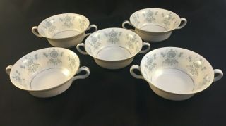 Set Of 5 Vintage Castleton Caprice Double Handled Cream Soup Bowls - No Saucers