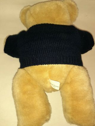 Vtg 1996 Ralph Lauren Polo Stuffed Jointed Teddy Bear Blue Sweater USA Flag 2