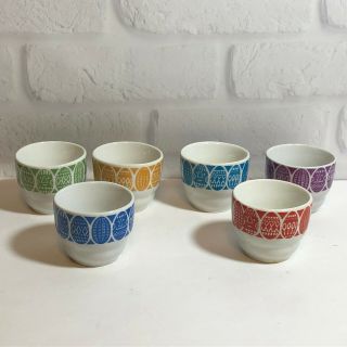 Vintage Arabia Finland Kauno Ceramic Egg Cups Set Of 6