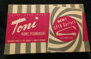 Vintage 1948 Toni Home Permanent Spin Curlers - Box,  Directions