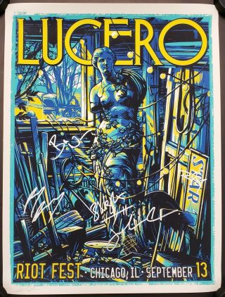 Lucero Band Signed Riot Fest Concert Tour Poster W/ Jsa Cert