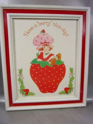 Strawberry Shortcake Vintage Wood Frame Art 10x12 Have A Berry Day