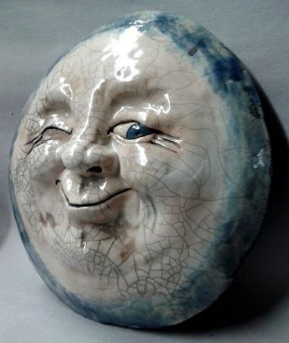 Man In The Moon Wall Hanging - Handmade and Raku Fired Studio Pottery 2