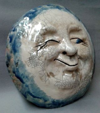 Man In The Moon Wall Hanging - Handmade and Raku Fired Studio Pottery 3