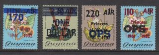 1982 Guyana 4 Different Overprinted Stamps.
