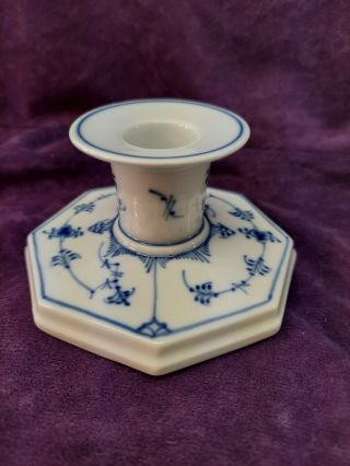 Pair - Royal Copenhagen Blue Fluted candle holders,  hand painted candlestick vtg 3