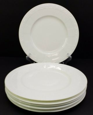 Villeroy & Boch Cameo Weiss Salad Plates 8 3/4 " White Bone China Set Of 6