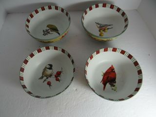 Lenox Winter Greetings Everyday All Purpose Cereal Bowls Set Of 4 Different Bird