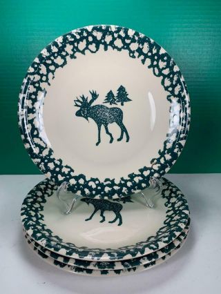 Tienshan Folk Craft Moose Country Dinner Plates Set Of 4 Green 10.  5 "