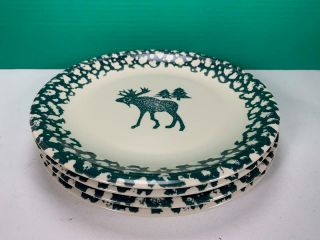 Tienshan Folk Craft Moose Country Dinner Plates Set of 4 Green 10.  5 