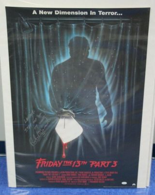 Friday The 13th Part 3 Poster Autographed By Richard Brooker 24x36 - Jsa Cert