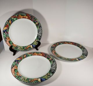 Vintage Ultra Porcelain Sakura Magic Jungle Set Of 7 Dinner Plates
