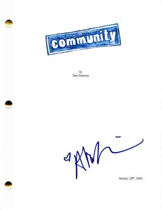 Alison Brie Signed Autograph - Community Pilot Script Chevy Chase,  Donald Glover