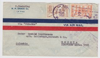 1939 La Paz Bolivia To Bogota Colombia Air Mail Via Panagra Flight Cover