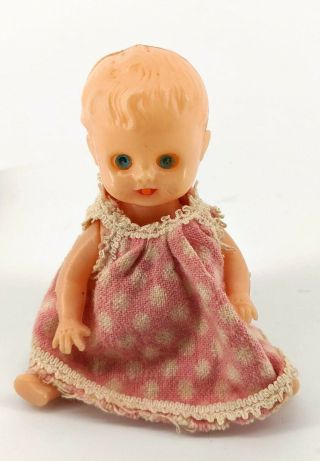Vintage Hard Plastic Blue Eye Baby Doll Made In Hong Kong Moveable Joints