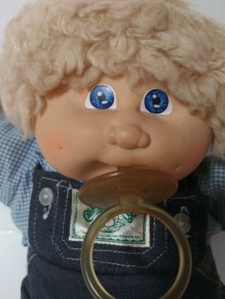 Vintage Cabbage Patch Kids Doll Boy W/ 1983 Denim Overalls Blue Eyes 2