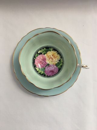 Paragon Chrysanthemum Tea Cup And Saucer On Black