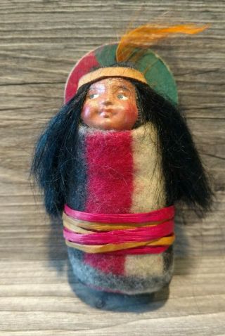 Vintage Antique Skookum Baby Doll Native American Indian Blanket Papoose