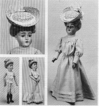 18 " Antique French Fashion/gibson Girl Doll@1905 Dress/undies/shoe Hat Pattern