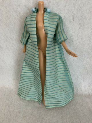 Vintage Barbie Silkstone Doll Clothing Long Green Stripes Layered Evening Coat