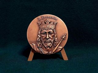 Antique Medal Bronze D.  Fernando Handsome Ix King Of Portugal 1345 - 1383