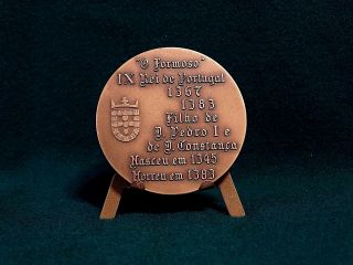Antique Medal Bronze D.  Fernando Handsome IX King of Portugal 1345 - 1383 2