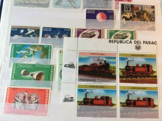 Paraguay 2.  5 Pages Of Stamps Used/mint/mnh Assortment On And Off Paper