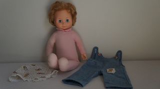 20 " Vintage Fisher Price My Sleepy Baby 207 1978 70s Soft Cloth Pink Baby Doll