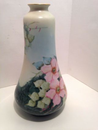 EARLY 1900s HAND PAINTED OHME PORCELAIN VASE SIGNED PRUSSIA 2
